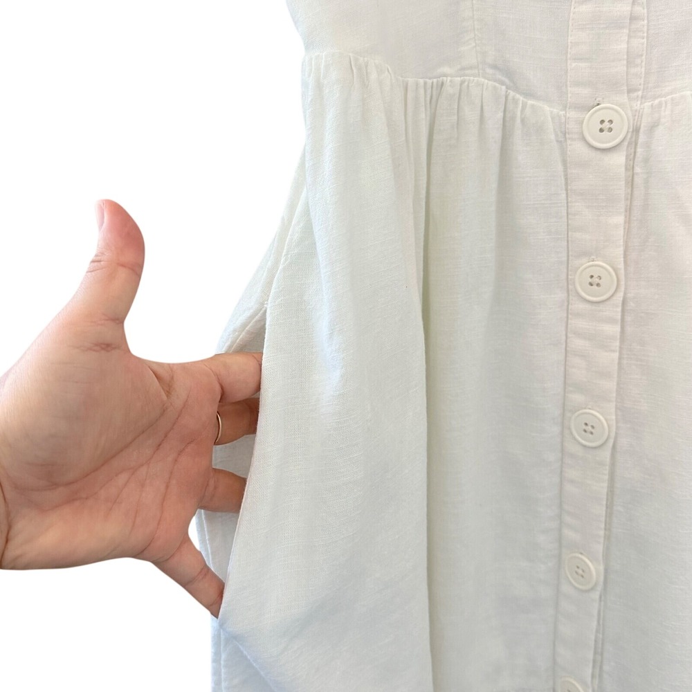 Urban Outfitters White Cotton Button Down Tie Strap Tiered Midi Dress Womens S - Picture 4 of 16